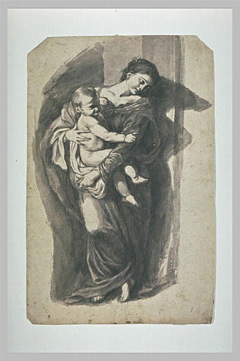 Vierge, debout, tenant l'Enfant dans ses bras