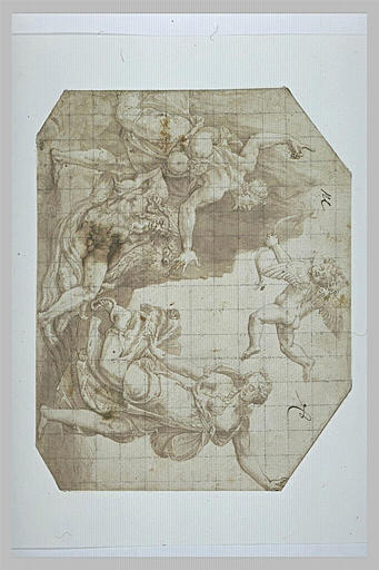 Eurydice piquée par un serpent s'enfuit devant Aristée