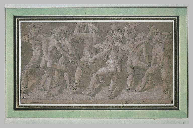 Danse de huit enfants ailés, masqués et armés d'épées