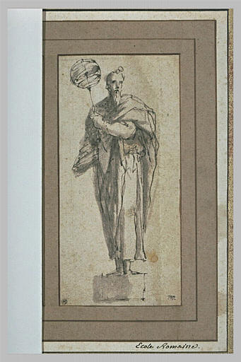 Un astronome tenant un livre et le globe