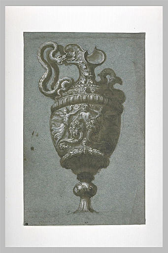 Vase historié avec une anse en forme de serpent