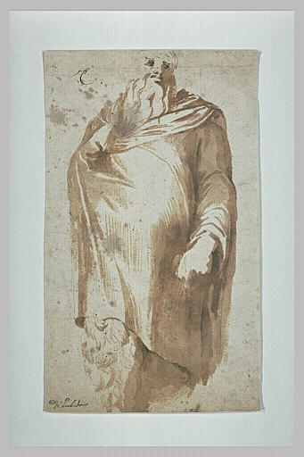 Figure d'homme debout, drapé, vu de face