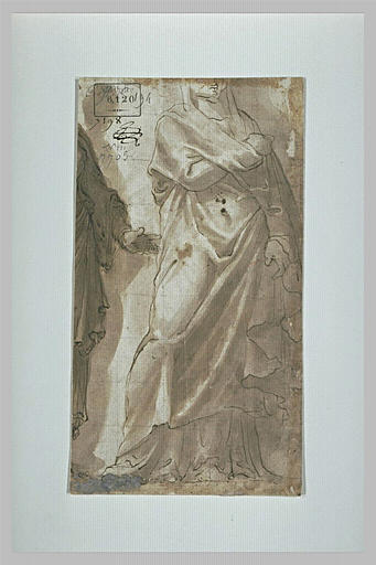 Fragment de deux figures debout, drapées