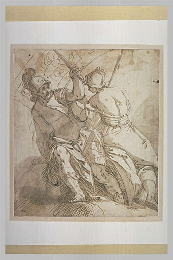 Guerrier assis près d'une femme vue de dos : Mars et Minerve