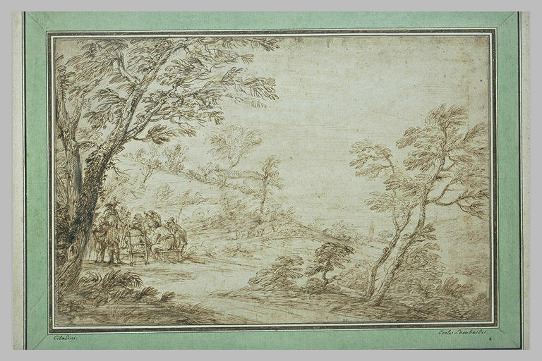 Plusieurs figures attablées dans un paysage