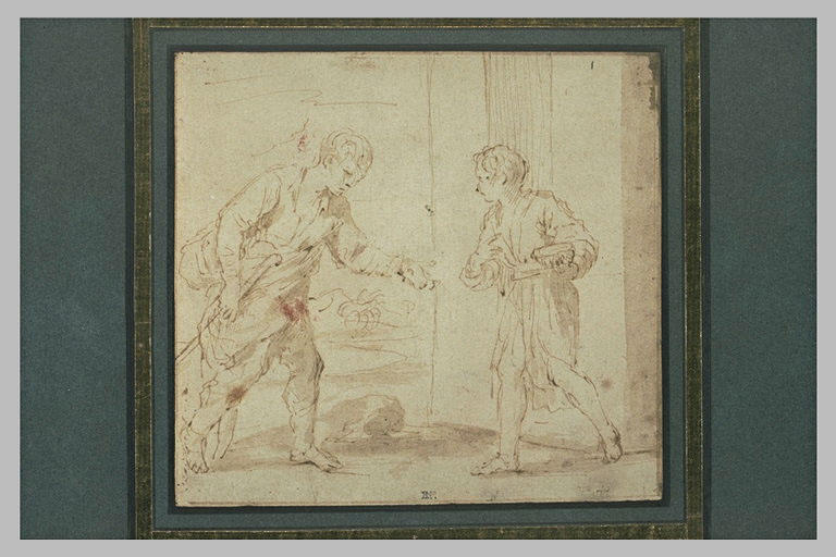 Rencontre de deux jeunes mendiants, Jacob et Esaü (?)