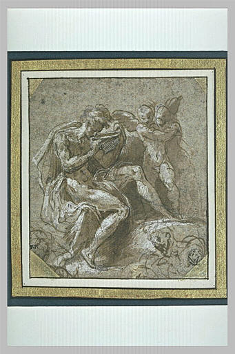 Saint Jean-Baptiste assis dans le désert, buvant dans une coupe