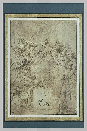 La Vierge trônant avec quatre saints et trois anges