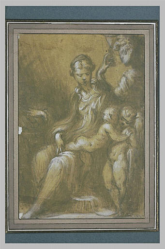 Vierge avec l'Enfant  se penchant vers le petit saint Jean