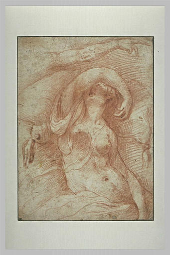 Femme nue, à demi étendue sur un lit, et étude d'un bras tendu