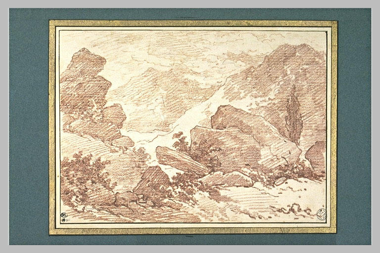 Etude de rochers garnis de quelques arbustes
