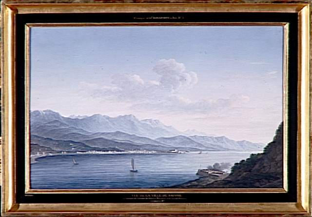 Vue de la ville de Savone le 9 avril 1796 ; Arrivée du général Bonaparte et de son quartier-général en vue de la ville de Savone, 9 avril 1796 (autre titre)