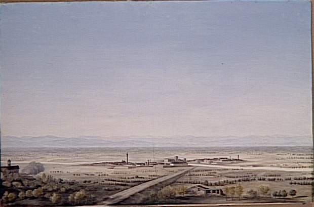 Vue de la ville de Pizzighettone le 12 mai 1796