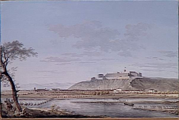 Vue de la ville et de la citadelle de Tortone, le 3 mai 1796 ; Passage de La Scrivia en présence des villes et citadelle de Tortone, par les troupes françaises le 3 mai 1796 (autre titre)