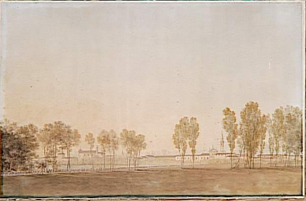 Vue de Casal Pusterlingo le 9 mai 1796 ; L'avant-garde française poursuivant les autrichiens à Casal Pusterlengo 9 mai 1796 (autre titre)