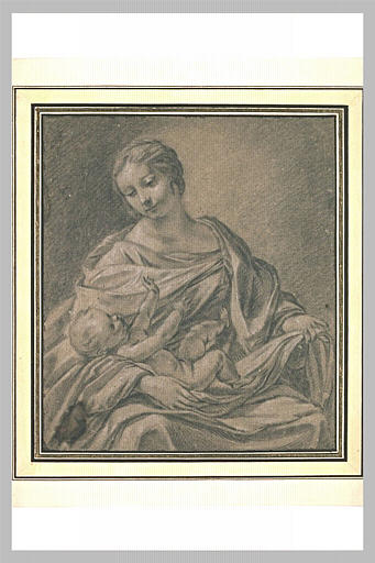 La Vierge assise avec l'Enfant couché sur ses genoux