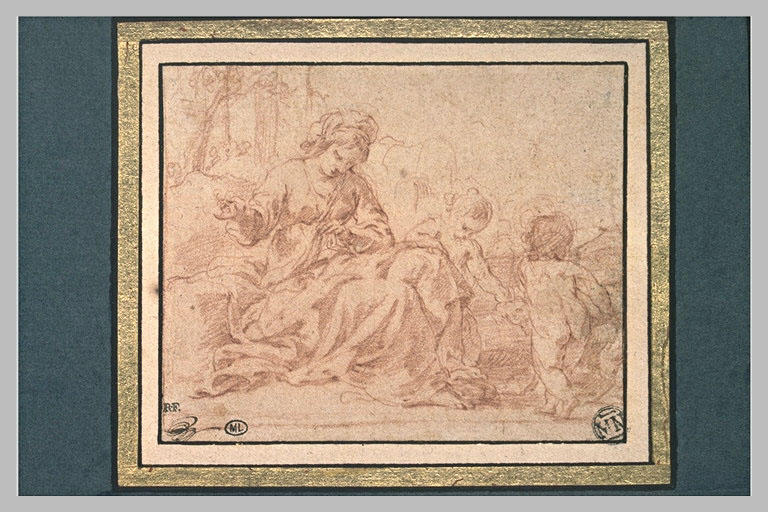 La Vierge assise, occupée à coudre, l'Enfant Jésus et le jeune saint Jean