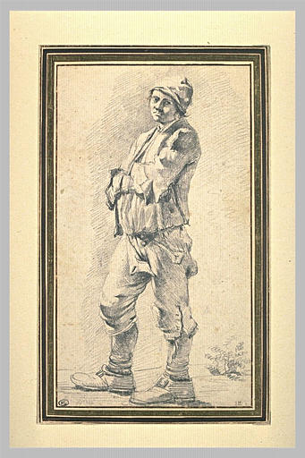 Un savoyard debout, tourné vers la gauche