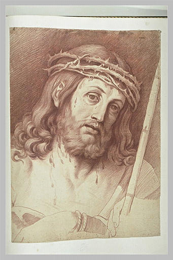 Tête de Christ, couronnée d'épines inclinée à droite