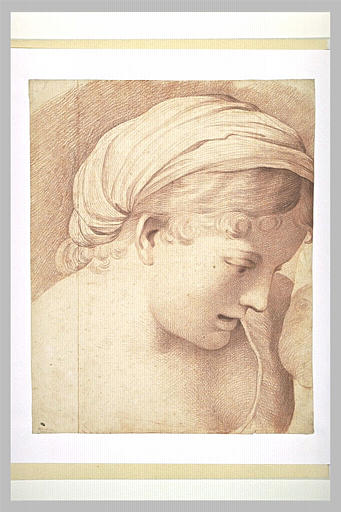 Tête de femme, vue de profil, tournée à droite