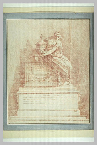 Projet de tombeau orné d'une statue de femme tenant un vase