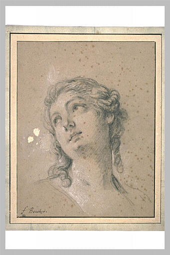 Etude d'une tête de jeune femme légèrement penchée : Ariane