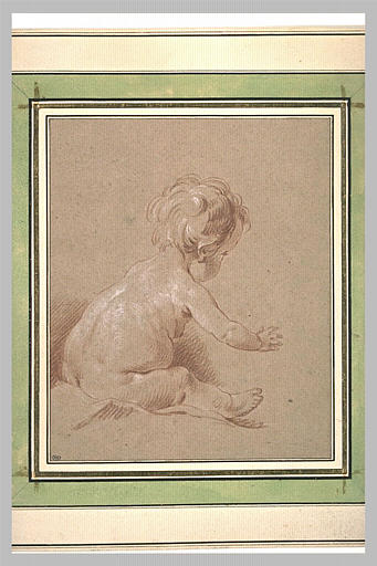 Enfant assis, tourné vers la droite