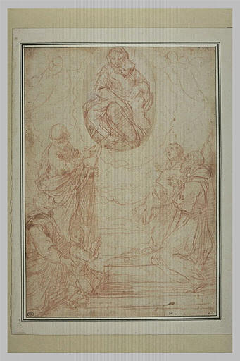 La Vierge adorée par des saints et un donateur et son fils (?)