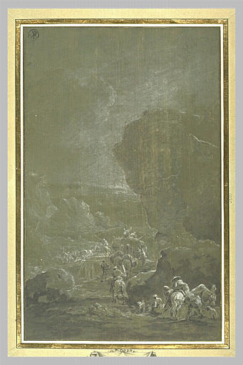 Un convoi de voyageurs dans un paysage rocheux