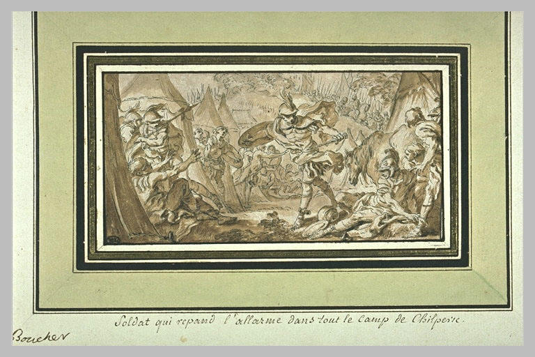 Soldat répandant l'alarme dans le camp de Chilpéric