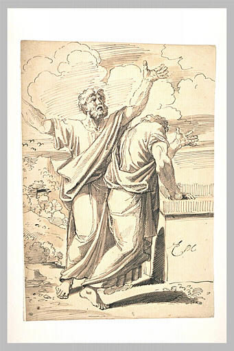Deux apôtres près du tombeau de la Vierge