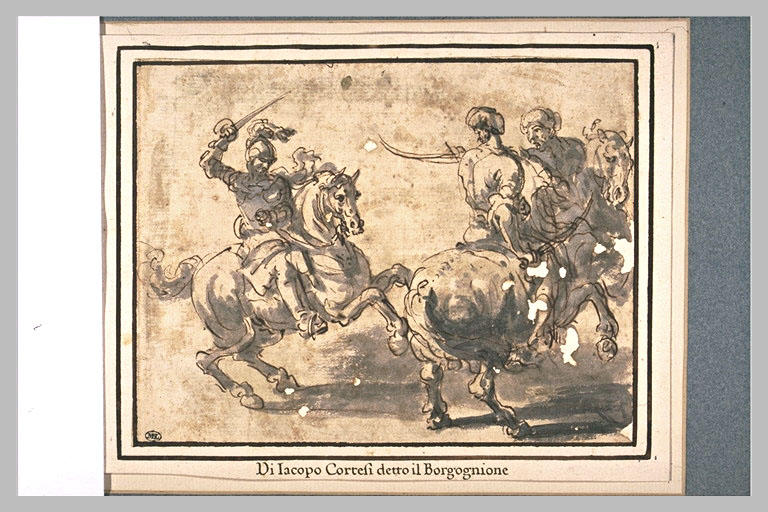 Cavalier poursuivant deux turcs