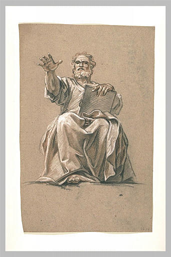 Un prophète assis, levant le bras droit