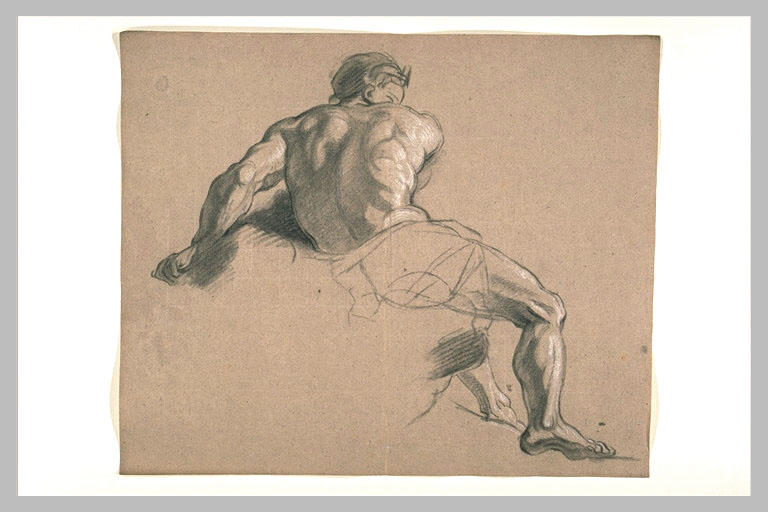 Pluton assis, vu de dos