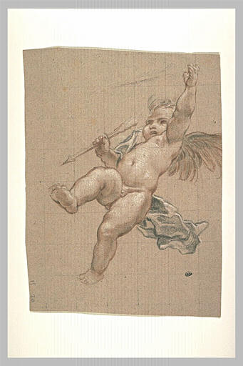 Un amour tenant une flêche dans chaque main