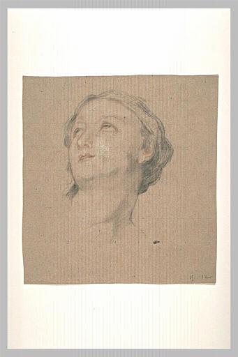 Tête de jeune femme, vue de trois quarts