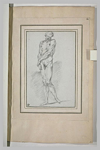 Homme nu, debout, la tête penchée