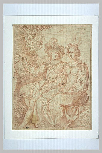 Couple enlacé sous un arbre, ou Angélique et Médor (?)