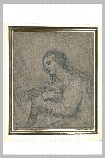 La Madeleine assise, tournée vers la gauche et lisant