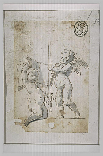 Deux anges portant le livre et l'épée de saint Paul