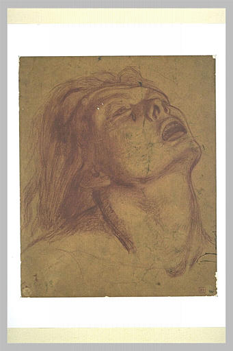 Tête de femme rejetée en arrière, de trois quarts à droite