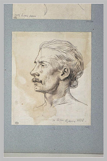 Tête d'homme, vue de profil à gauche