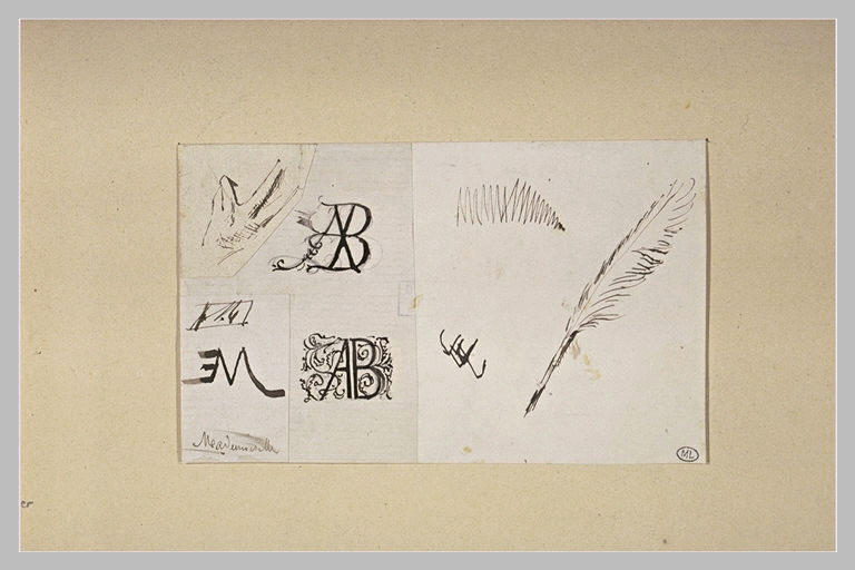 Etude de monogrammes ; traits ; plume