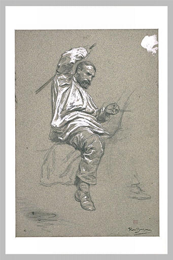 Homme assis à califourchon