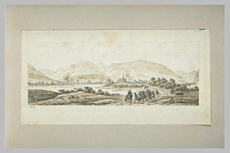 Le général Augereau, est évacué du champ de bataille de Roveredo