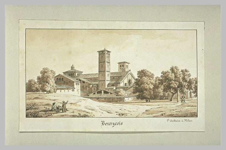 Vue de l'église Saint-Ambroise, à  Milan