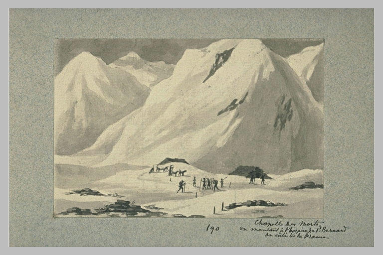 Vue de la chapelle des morts, en montant à l'hospice du Mont Saint-Bernard