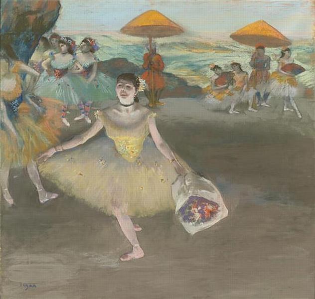 DANSEUSE AU BOUQUET, SALUANT SUR LA SCENE