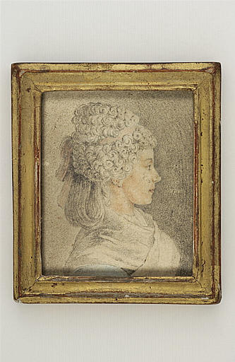 Portrait de femme en buste, de profil à droite