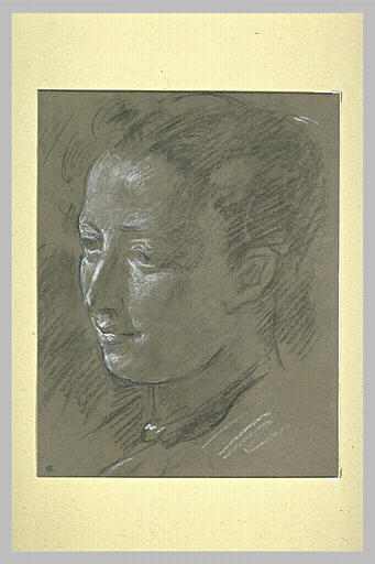 Tête de femme, vue de trois quarts, vers la gauche